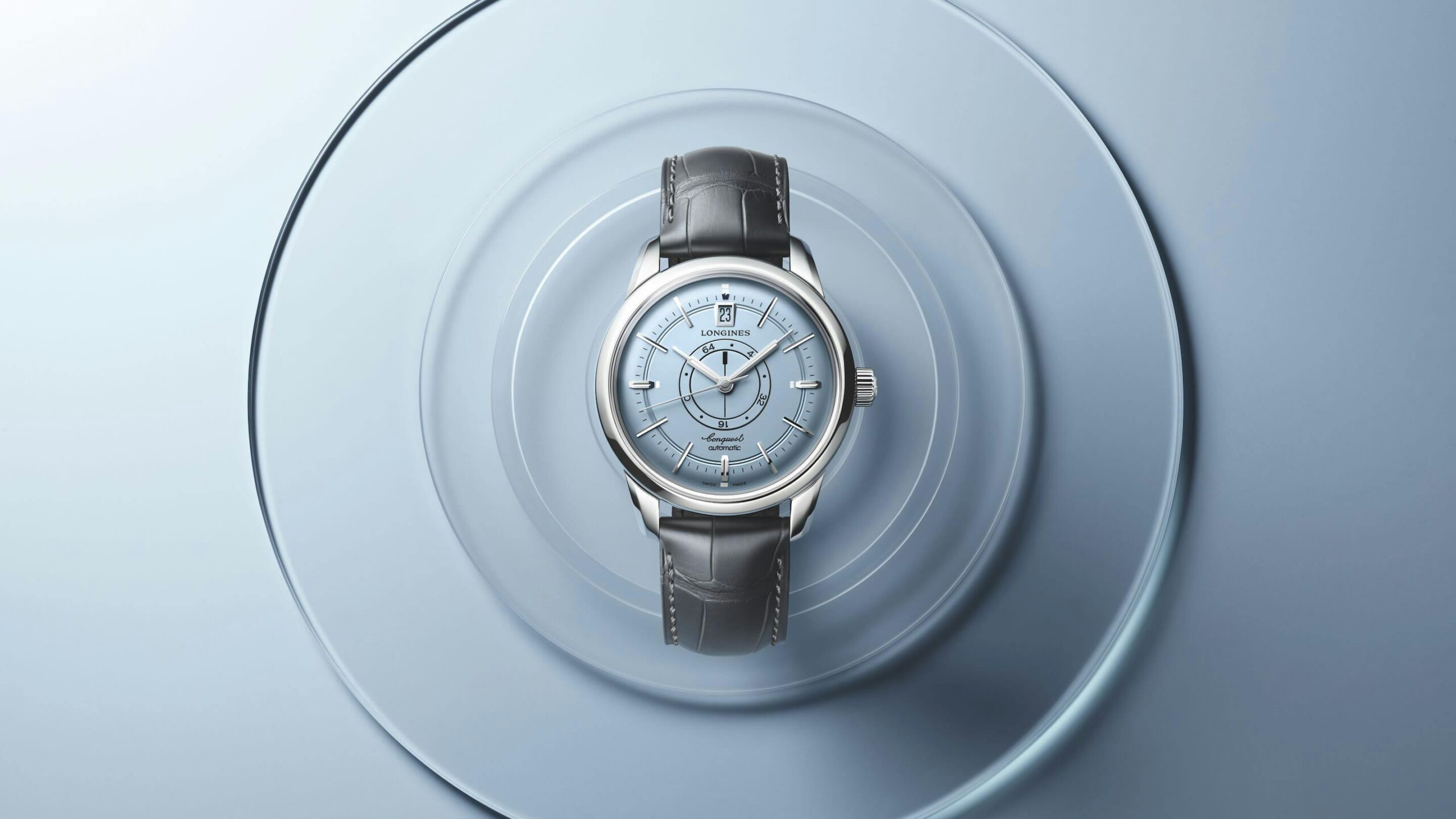 Longines Conquest Heritage Central Power Reserve Light Blue: How a New Dial Color Tests a Mid-Century Display Design - view 1 (Hodinkee)