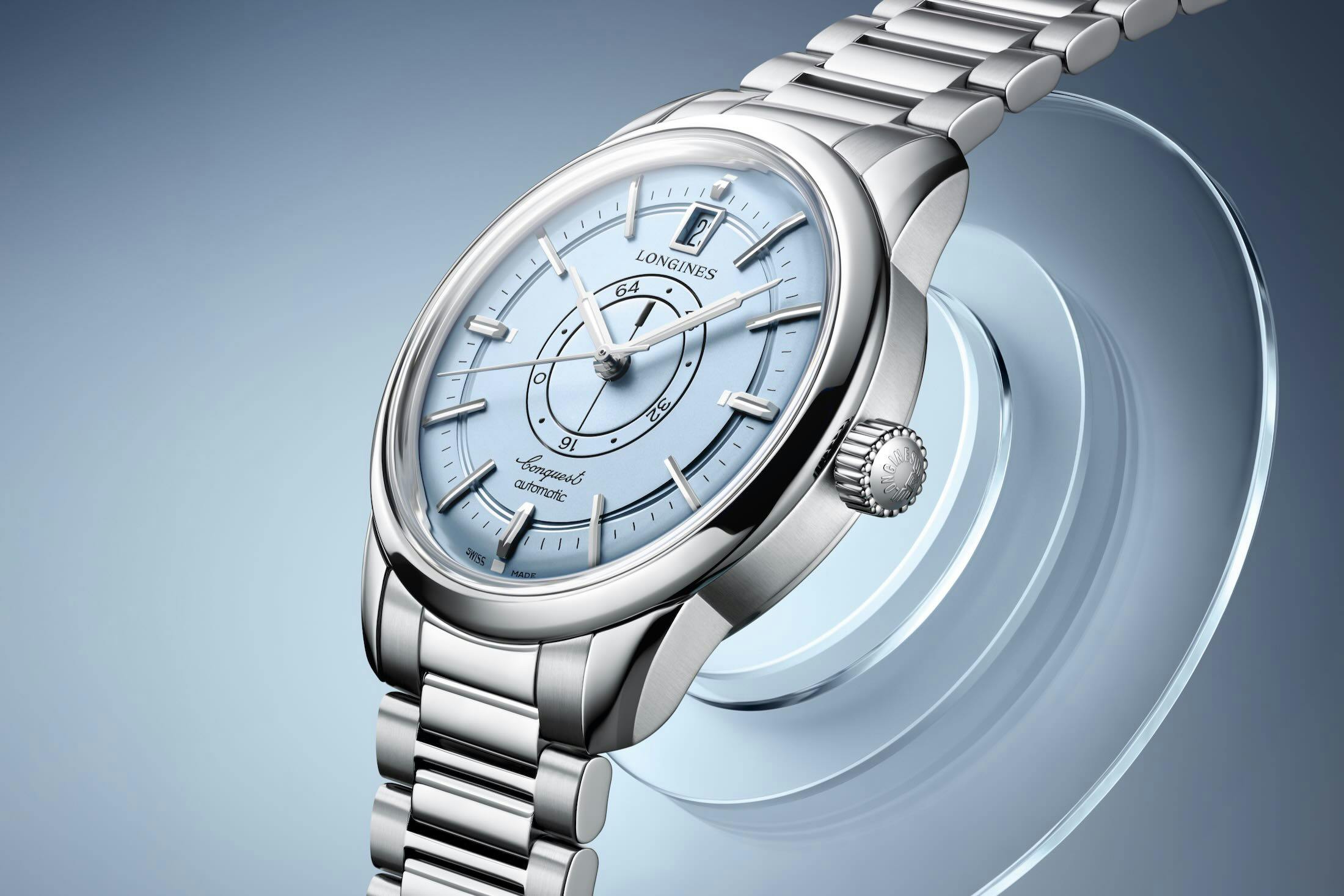 Longines Conquest Heritage Central Power Reserve Light Blue: How a New Dial Color Tests a Mid-Century Display Design - view 2 (Hodinkee)